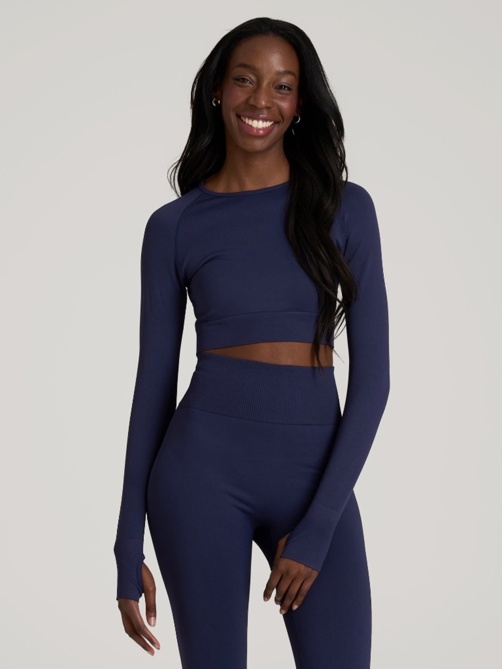American Tall Compression Long Sleeve Cropped Training Top for Tall Women in Reg
